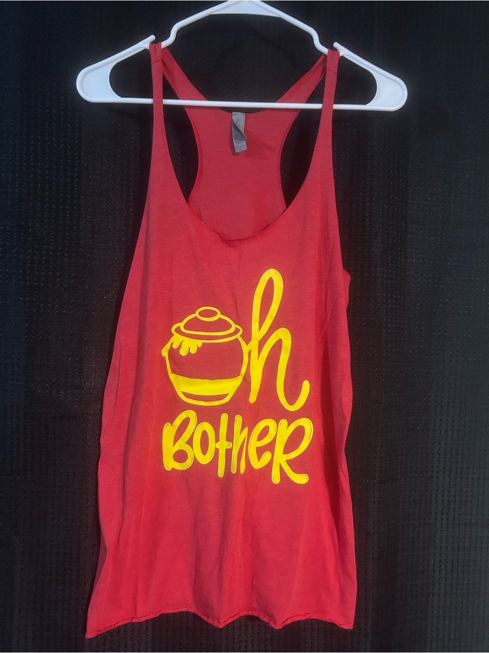 Red Winnie the Pooh ‘Oh Bother' Graphic Tank Top with Yellow Print